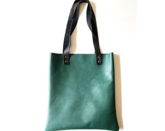 Green Leather Tote - Etsy
