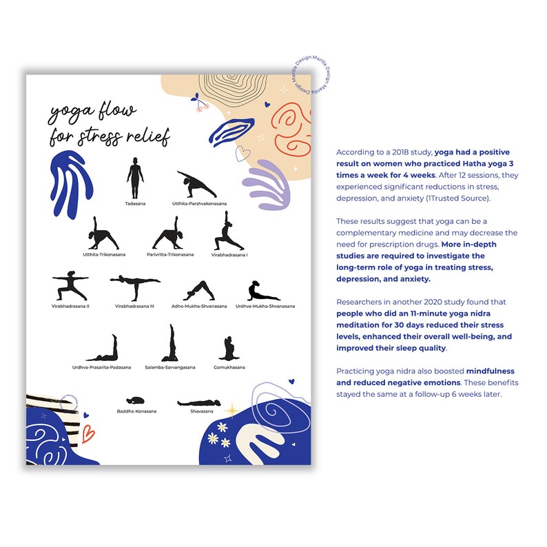 Yoga Poses for Stress Relief I Helps Treat Stress and Anxiety I Wall ...