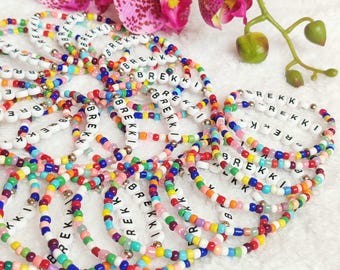 Custom Christmas Beaded Bracelet: Holiday Friendship Gift, Party Favor