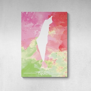 Jugendliche Israel Karte mit einem Design von leuchtenden Farben für die Dekoration des Büros oder Lernräume, jugendliche, leuchtende Farben, modern
