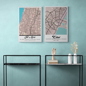 Mappa di Tel Aviv ed Eilat, mappa artistica splendida e meritata