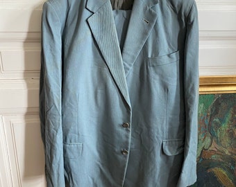 1940s Jazz-Age teal-blue German two-piece suit