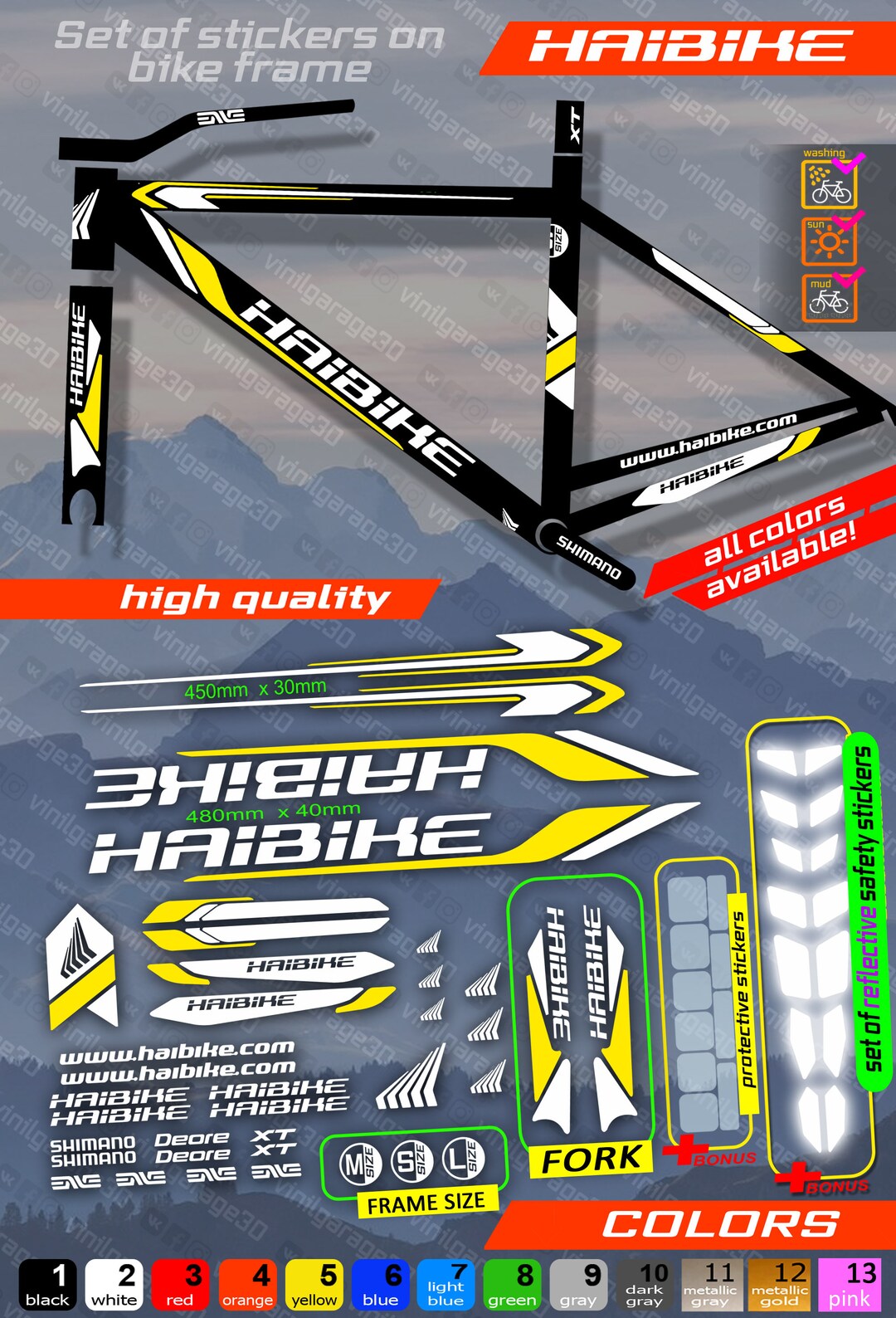 HAIBIKE Decal Stickers on Bike. Frame Set Fork. All Colors Etsy