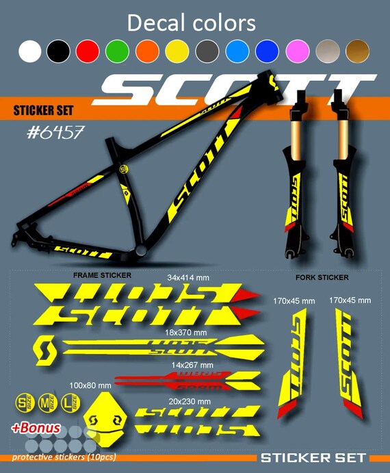 SCOTT Decal Stickers on Bike. Frame Set Fork. All Colors Are Etsy