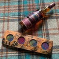 Whisky Gift, WHISKY FLIGHT BOARD for 4 Whisky Glasses - Glencairn Glass Option, Choice of Harris Tweed® Inserts, Whisky Bourbon Barrel Stave