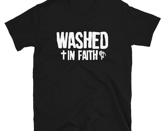 Kristen t-shirt, Tvättad i tro, Inspirerande unisex-t-shirt