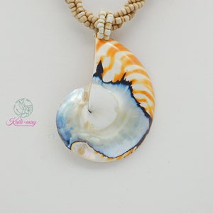 Tiger White Pearl Nautilus Shell Handmade Pendant in Half Cut Nautilus image 3