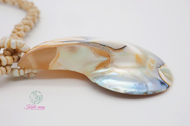 Tiger White Pearl Nautilus Shell Handmade Pendant in Half Cut Nautilus image 6
