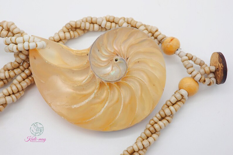 Tiger White Pearl Nautilus Shell Handmade Pendant in Half Cut Nautilus image 9