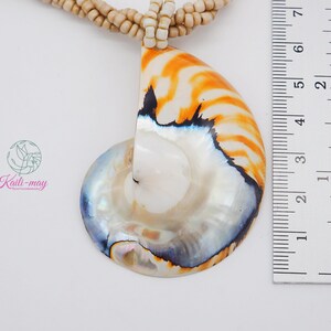 Tiger White Pearl Nautilus Shell Handmade Pendant in Half Cut Nautilus image 4