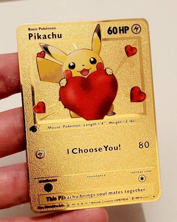 Pokemon Gold Metal Card Pikachu i Choose You 