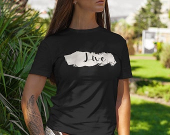 Inspirerend 'live' quote-shirt - motivatie-T-shirt
