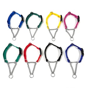 Dog Collar Adjustable Half Check Chain Puppy Dog 20mm Wide Cushion Webbing In Various Colours - 1st Class Post