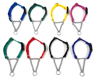 Dog Collar Adjustable Half Check Chain Puppy Dog 20mm Wide Cushion Webbing In Various Colours - 1st Class Post