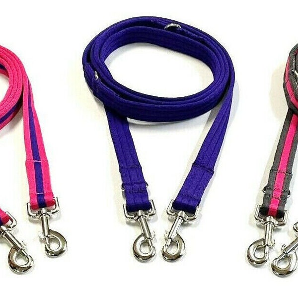 Police Style Dog Training Lead Double Ended Leash 20mm Air Webbing Multi Functional 5ft - 8ft - 11ft - 15ft In 20 Colours - 1st Class Post
