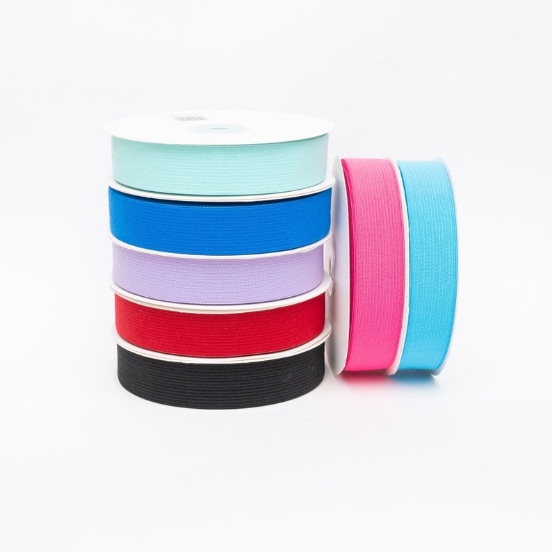 25mm Flat Elastic Coloured Woven 1 Wide 21 Colours 50cm 1m 2m 5m 10m Sewing Crafts Headbands Waistbands Sleep Masks image 2