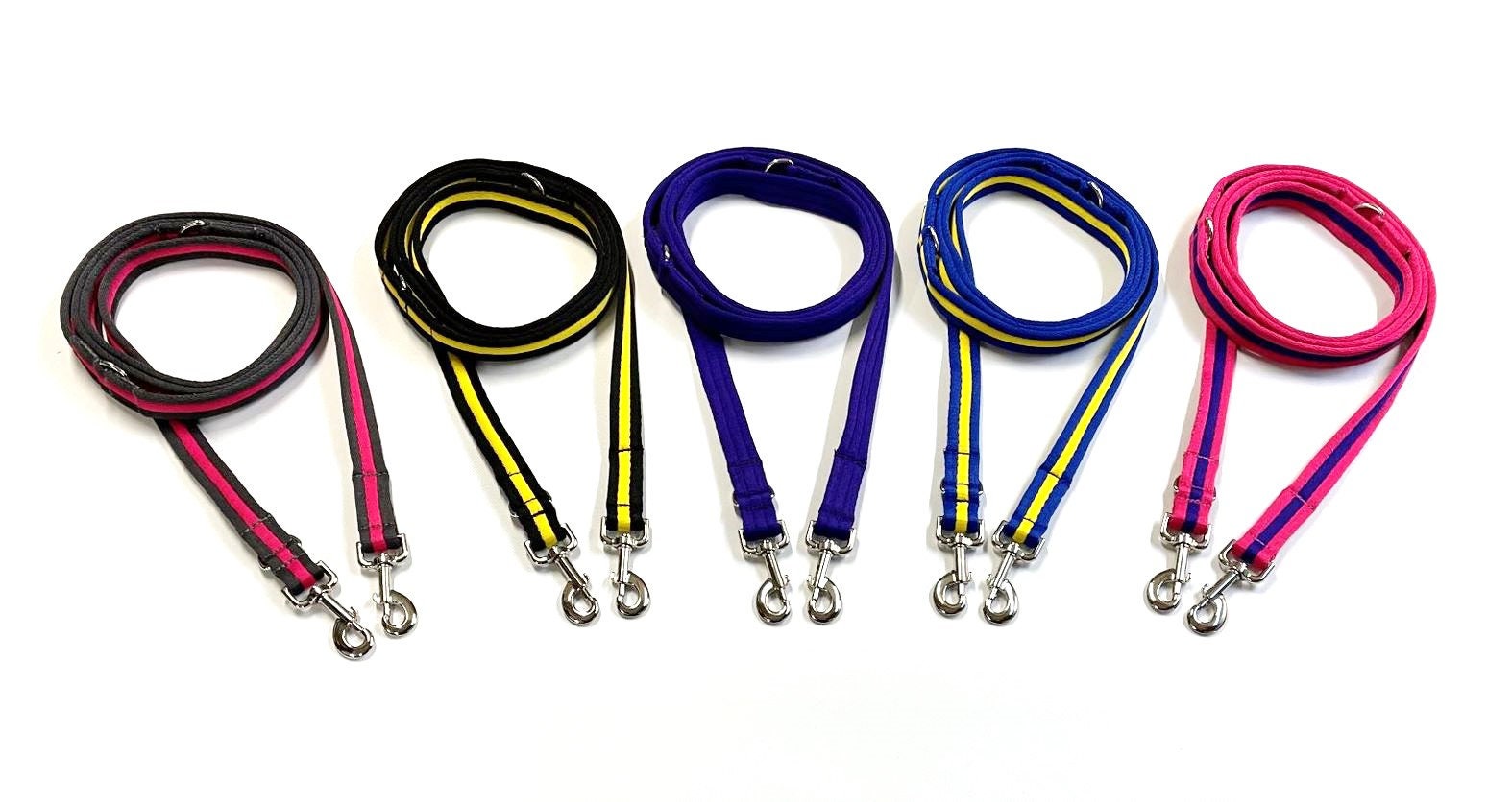 Police Style Double-Ended Dog Training Lead - 5ft Long, 20mm/25mm Soft Webbing