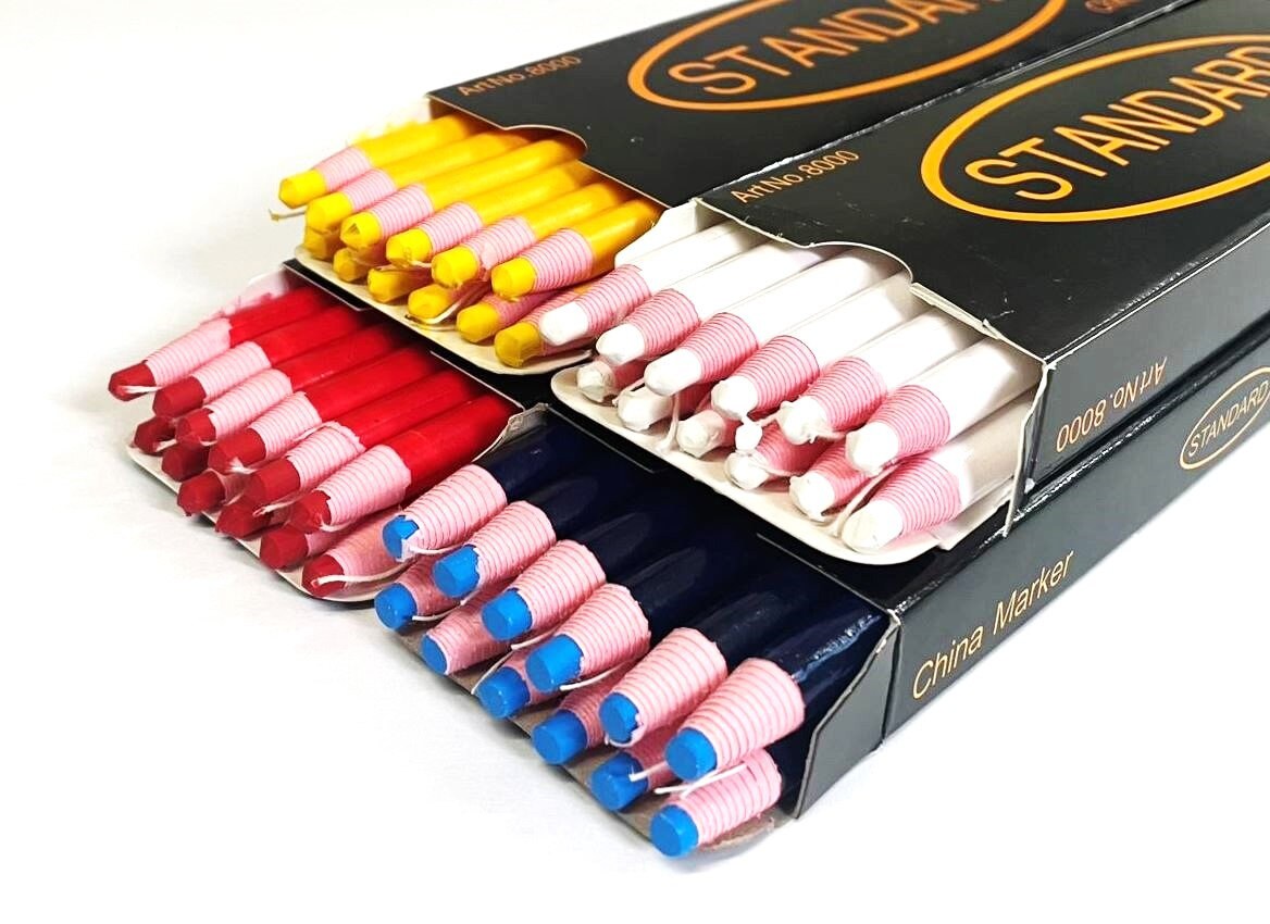 Wax China Marker Pencils Pack of x1 x2 x4 x6 x12 Top Quality Chinagraph Wrapped Box 4 Colours Fabric Materials
