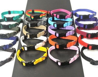 Puppy Dog Collar Adjustable Strong Durable X Small & Small 13mm Webbing In 19 Colours For Puppies Or Small Dogs