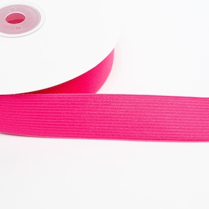 25mm Flat Elastic Coloured Woven 1 Wide 21 Colours 50cm 1m 2m 5m 10m Sewing Crafts Headbands Waistbands Sleep Masks Bright Pink