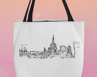 バルセロナ スペイン キャンバス トラベル トートバッグ | プレゼント 