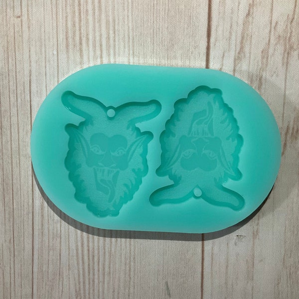 Krampus Earrings Resin Mold, Mold for EpoxyResin, Crafting Supplies, Casting Mold, Christmas, Resin Mold Supplies, Xmas Mold, Resin Gift