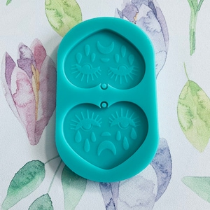 Crying Heart Earring Mold: Kawaii Jewelry Casting, Resin Crafting
