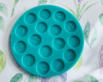 Christmas Cookie Silicone Mold: Studs, Resin Casting (0.80 inch)