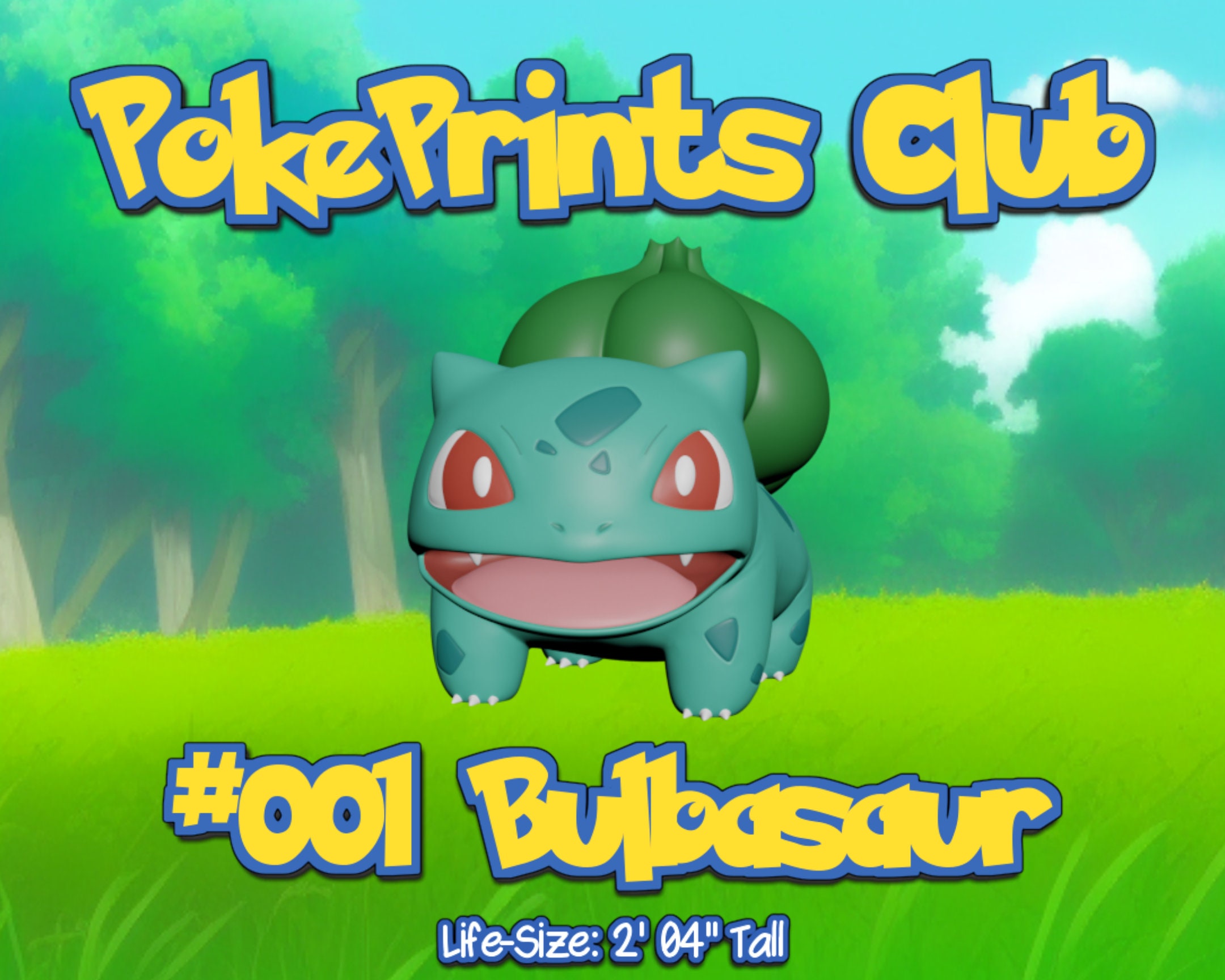 Bulbizarre taille réelle, impression 3D de fichiers Pokémon (fan art), téléchargement numérique pour imprimante 3D, cadeau pour elle et lui