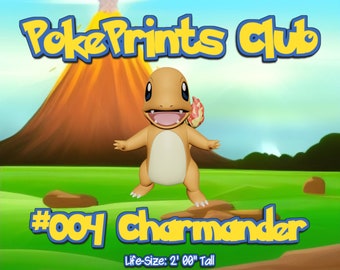 Charmander levensgrote STL 3D-printen van Pokemon-bestanden (fanart), digitale download voor 3D-printer, cadeau voor hem en haar