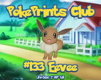 Eevee Life-Sized STL 3D Printing Pokemon Files (Fan Art), Digital Download for 3D Printer, Gift for Him & Her