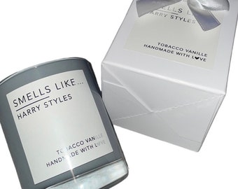 Smells Like Harry Styles -  200g Grey Gloss Jar Candle - Tobacco Vanille (One Direction Gift)