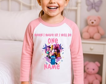 Various Colours & Sizes - When I Wake Up, I Will Be - 1 2 3 4 5 6 Years - Cartoon Design - Pink, Blue, Grey Or Black - Personalised Pyjamas