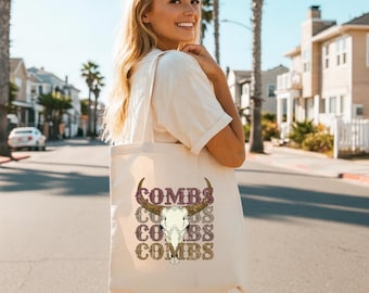 Canvas Tote Shopper Bag - Available In Black, Burgundy & White - Concert - Festival - Country Western - Luke Combs