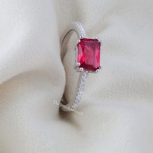 Brilliant Radiant Cut Pink Diamond Moissanite Ring, Floral Engagement Ring, 14K Solid White Gold Ring, Wedding Anniversary Gift Ring for Her