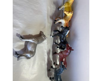 Lote de 6 caballos de juguete vintage de plástico duro – Multicolor, estilo años 80