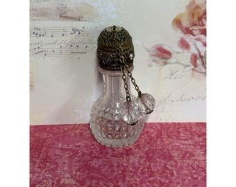Vintage Tschechische Irice Parfüm Flasche Mit Juweliert Top und Zwei Anhänger