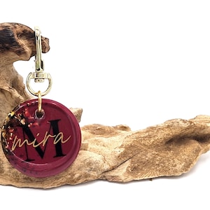 personalized dog tag made of resin, Pure &quot;wine red&quot; 40 mm