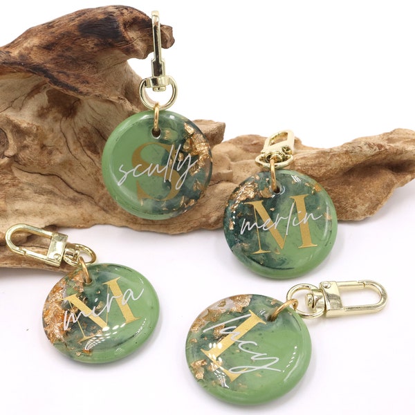 personalized dog tag made of resin, Pure "pistachio" 40 mm