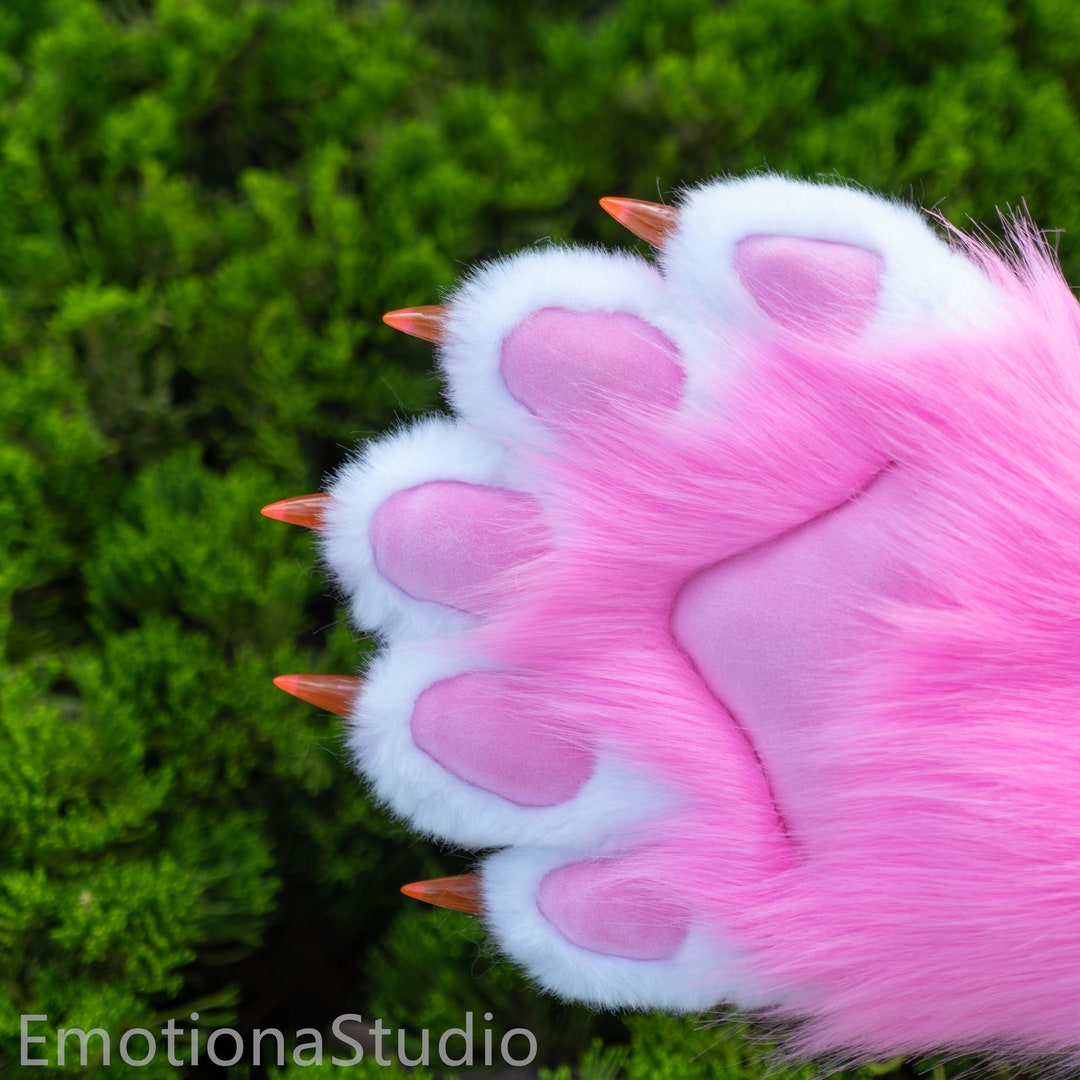 Puffy Paws Gloves 5 Finger Furry Faux Fur Vegan Realistic Etsy