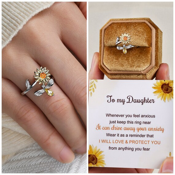 To My Daughter Sunflower Fidget Ring Drive Away Her Anxiety Gift