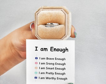 Silver Ring-925 Sterling Silver Self-love Ring for Myself-I Am Enough-Meditation Anxiety Ring-Engraved Ring-Inspirational Quote-BFF Gift