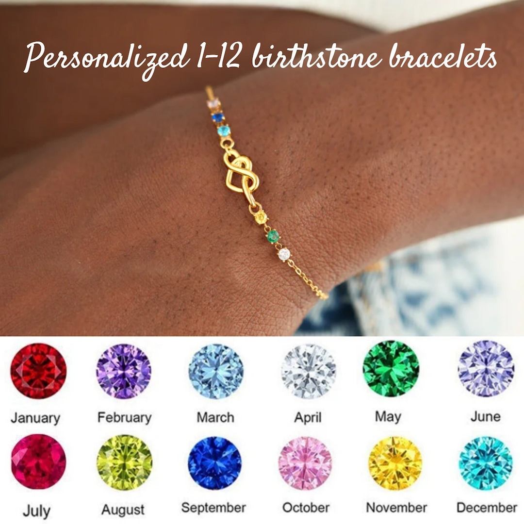 112 Birthstone Knot Bracelets, Personalized Love Knot Birthstone