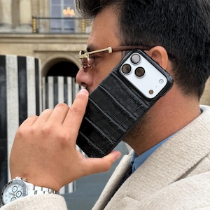 Krokodilmönstrat läder Magsafe personligt iPhone-skal