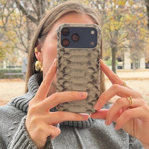 Python Leather iPhone Case: MagSafe, Personalized Luxury Gift
