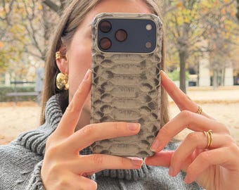 Python Leather iPhone Case: MagSafe, Personalized Luxury Gift