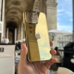 Design Apple plaqué or 24 carats pour iPhone 16 15 14 13 Pro & Pro Max, coque dorée pour iPhone, coque dorée personnalisée pour iPhone 16 Pro Max, iPhone design