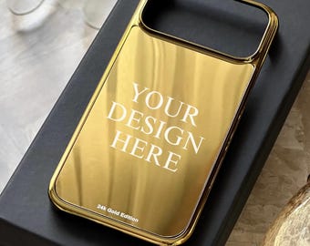 カスタマイズ可能なAppleロゴゴールドデザインiPhoneケース / iPhone全