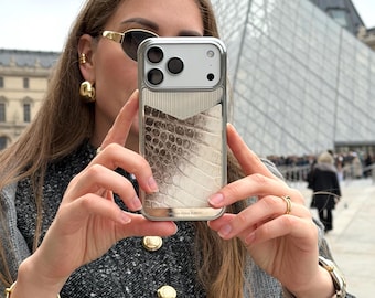 Silver Himalayan Alligator iPhone Case: Stainless Steel, Personalized Engraving