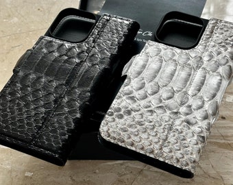 Genuine Python Leather iPhone Book Case: Cardholder, Customized